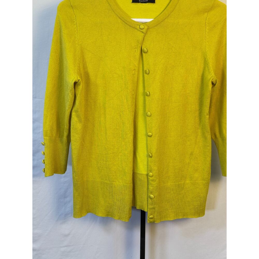 Grace The Perfect Fit Women's Cardigan Sweater Yellow Button Front Retro Style M